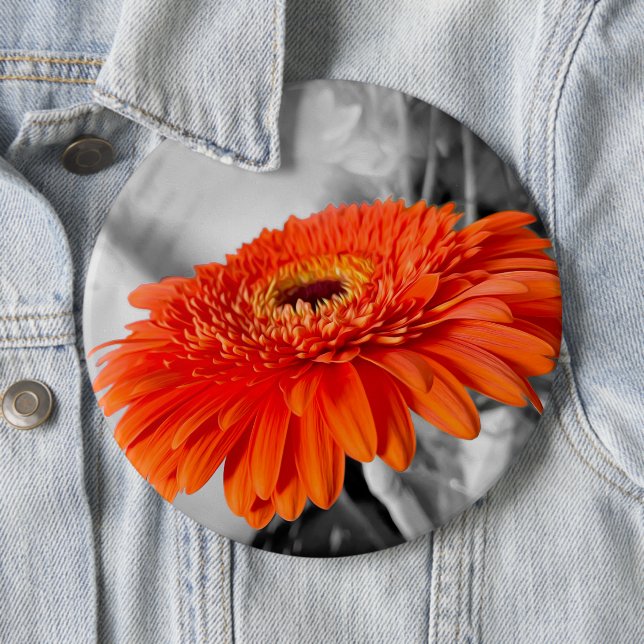 Fire on petals 6 cm round badge (In Situ)