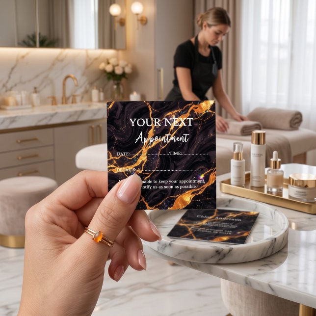 Fire Opal Black Gold Appointment Card (Creator Uploaded)