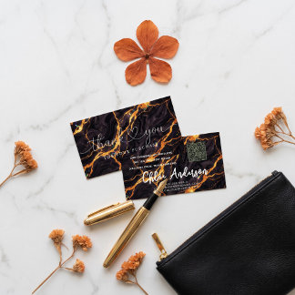 Fire Opal Black Gold Thank You Card