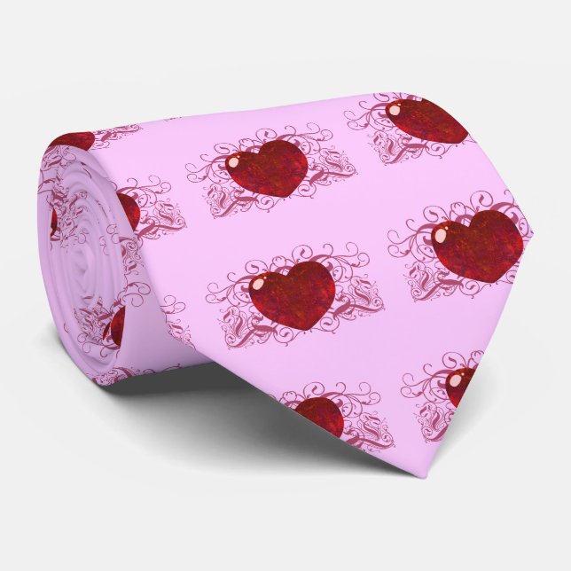 Fire Opal Heart Tie (Rolled)