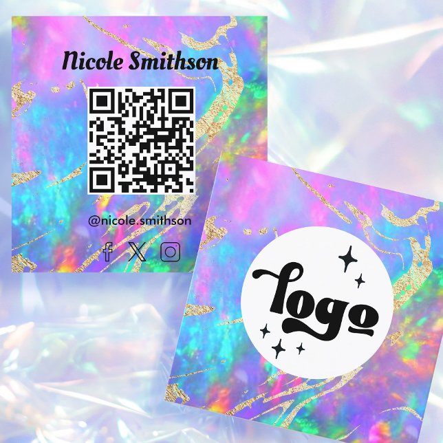 fire opal  qr code square business card (Creator Uploaded)