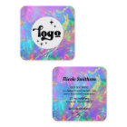 fire opal square business card