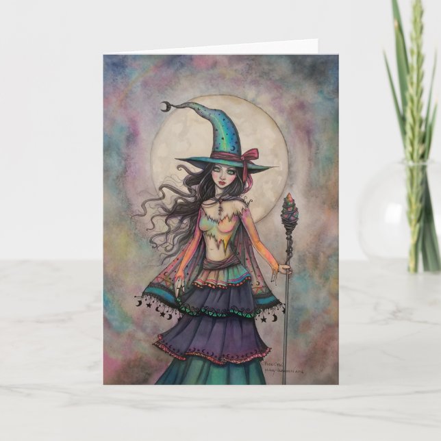 Fire Opal Witch Halloween Fantasy Art Wiccan Card (Front)