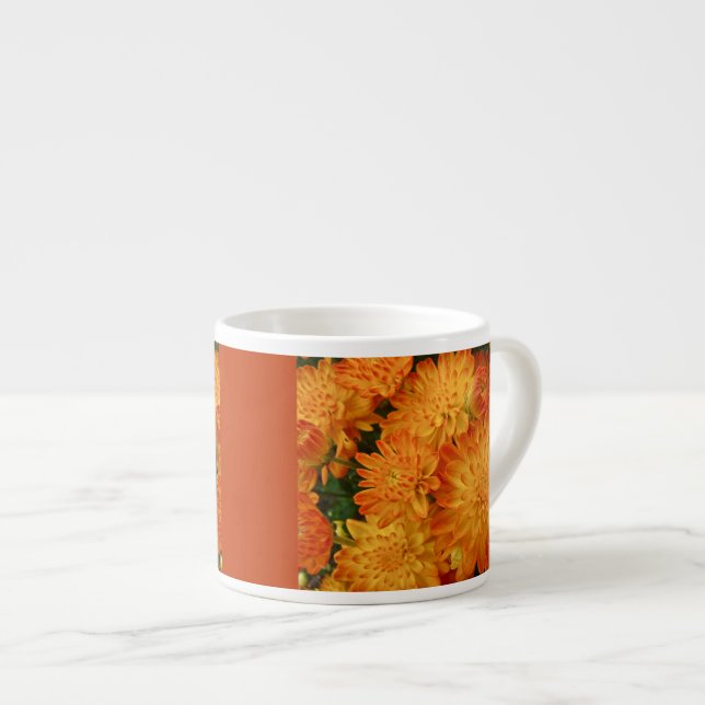 Fire Orange Chrysanthemums Espresso Cup (Front Right)