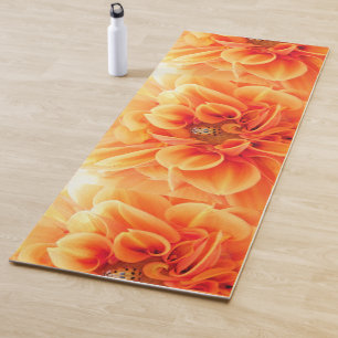Fire Orange Dahlia Flower with lady bug Yoga Mat