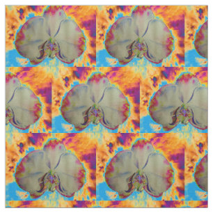 Fire Orchid, abstract vibrant watercolor floral Fabric