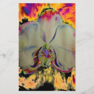 Fire Orchid, abstract vibrant watercolor floral Stationery
