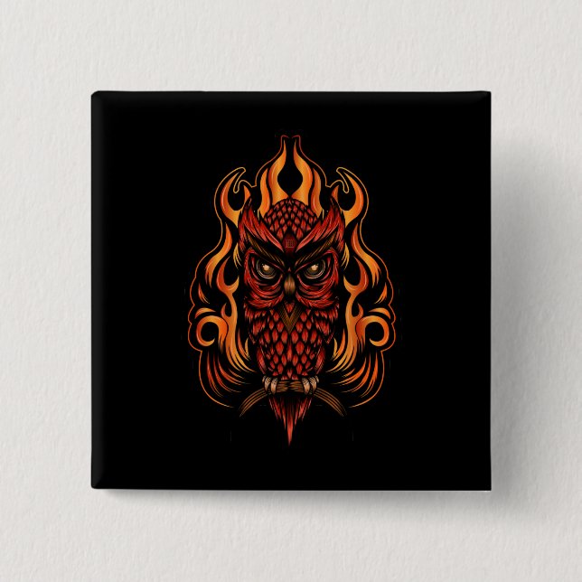 Fire Owl 15 Cm Square Badge (Front)