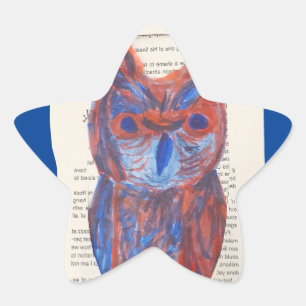 Fire Owl of Books Star Sticker