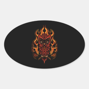 Fire Owl Oval Sticker
