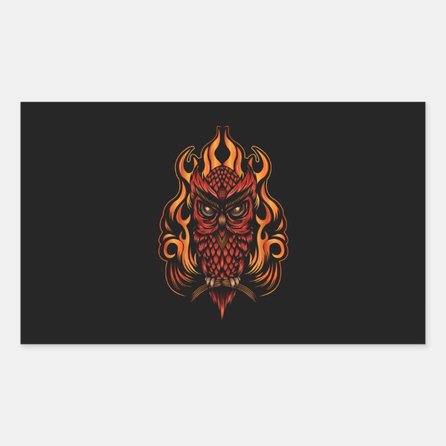 Fire Owl Rectangular Sticker (Front)