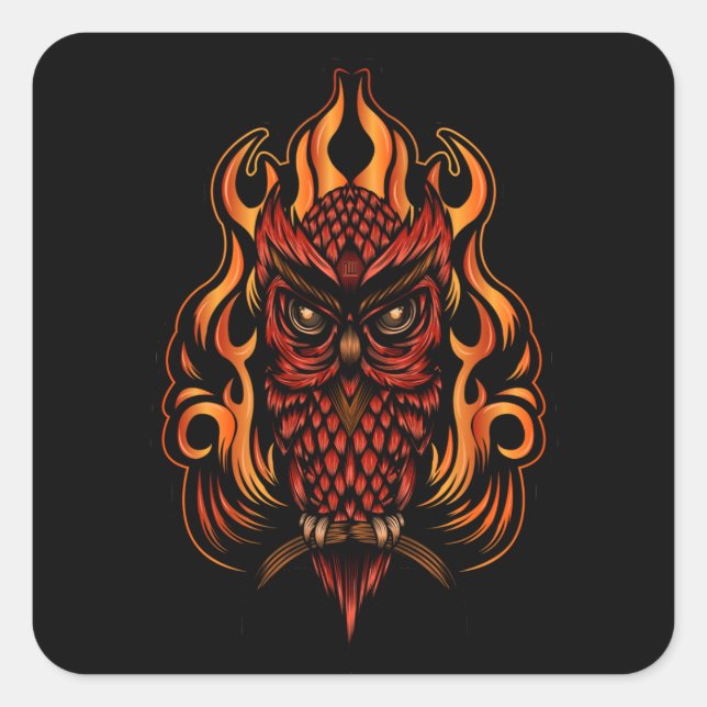 Fire Owl Square Sticker (Front)