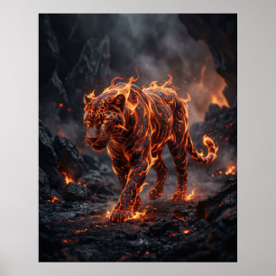 Fire Panther Ember Shadows Poster