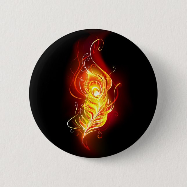 Fire Peacock Feather 6 Cm Round Badge (Front)