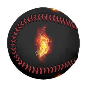 Fire Peacock Feather Baseball