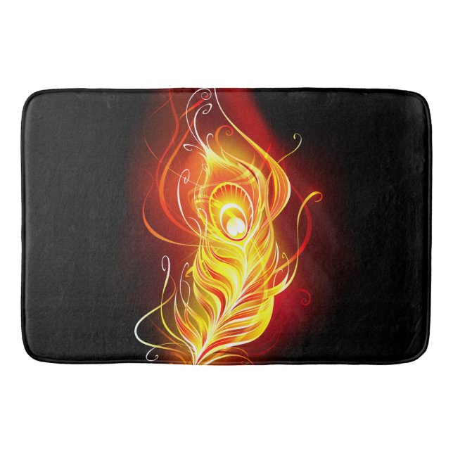 Fire Peacock Feather Bath Mat (Front)