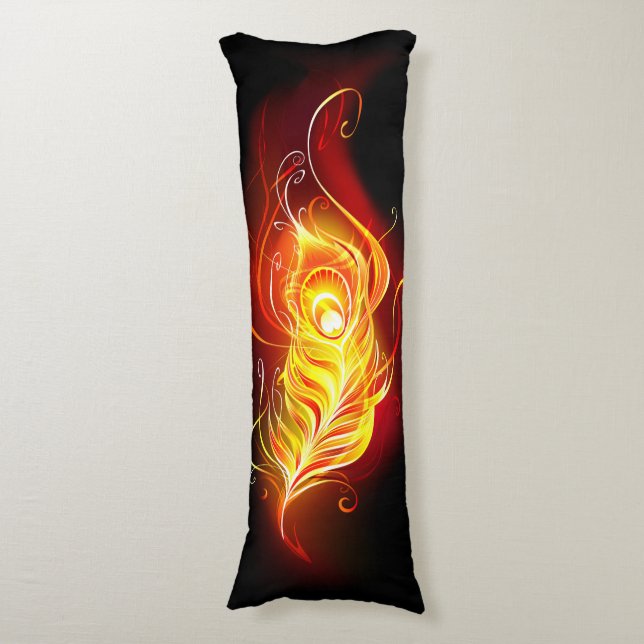 Fire Peacock Feather Body Cushion (Front Vertical)