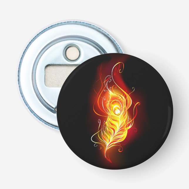 Fire Peacock Feather Bottle Opener (Front)