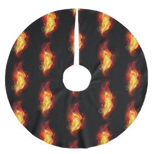 Fire Peacock Feather Brushed Polyester Tree Skirt