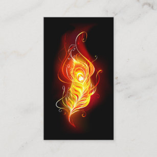 Fire Peacock Feather Business Card