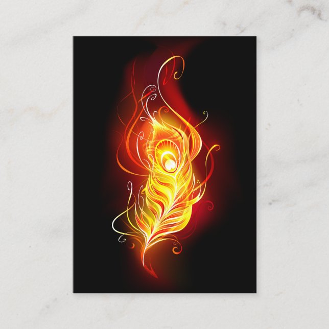 Fire Peacock Feather Business Card (Front)