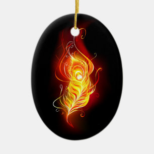 Fire Peacock Feather Ceramic Tree Decoration