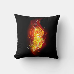 Fire Peacock Feather Cushion