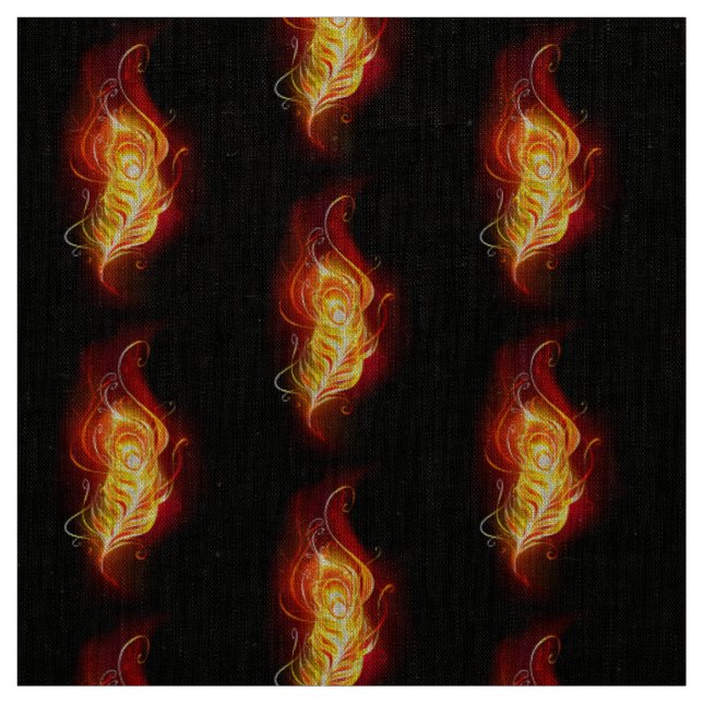 Fire Peacock Feather Fabric (Swatch)