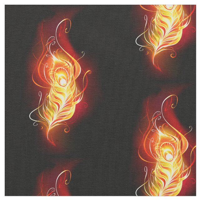 Fire Peacock Feather Fabric (Close Up)