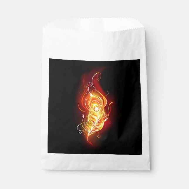 Fire Peacock Feather Favour Bags (Front)