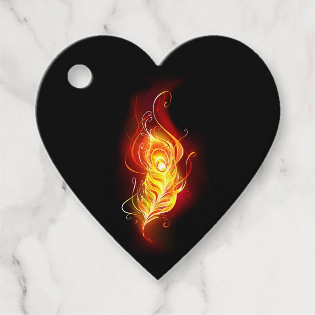 Fire Peacock Feather Favour Tags (Front)