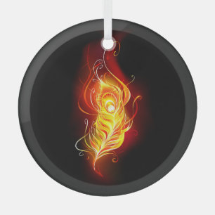 Fire Peacock Feather Glass Tree Decoration