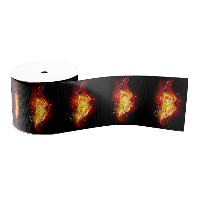Fire Peacock Feather Grosgrain Ribbon (Spool)