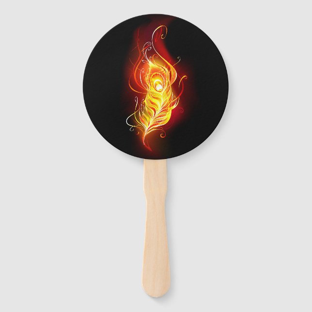 Fire Peacock Feather Hand Fan (Front)