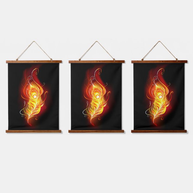 Fire Peacock Feather Hanging Tapestry (Triple)