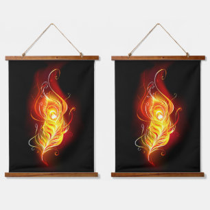 Fire Peacock Feather Hanging Tapestry