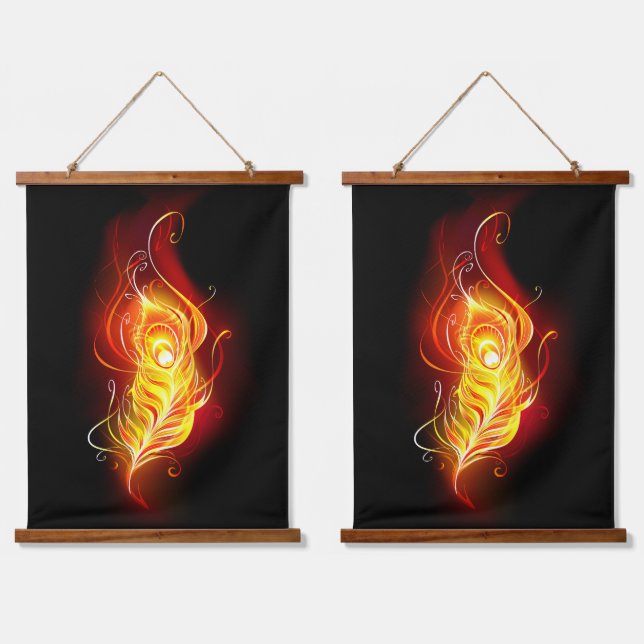 Fire Peacock Feather Hanging Tapestry (Double)