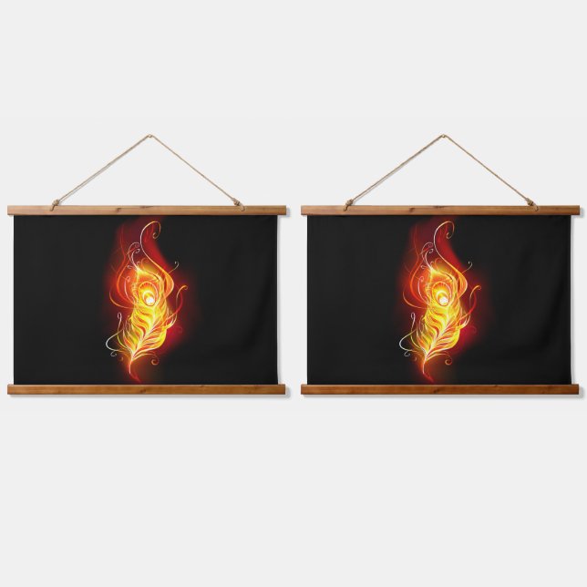Fire Peacock Feather Hanging Tapestry (Double)