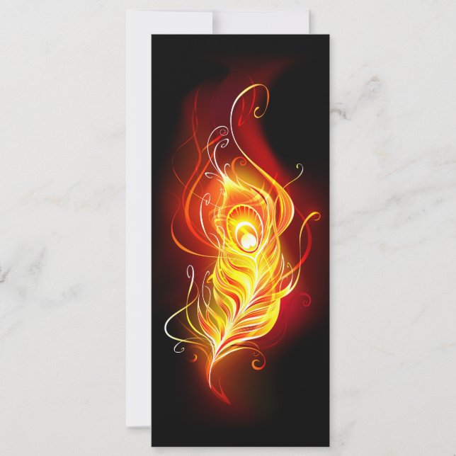 Fire Peacock Feather Holiday Card (Front)