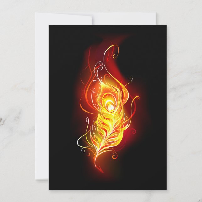 Fire Peacock Feather Holiday Card (Front)