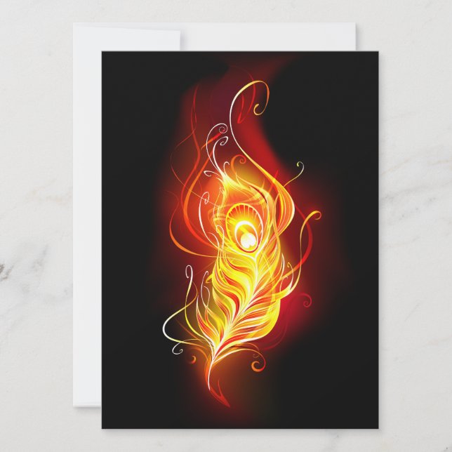 Fire Peacock Feather Invitation (Front)