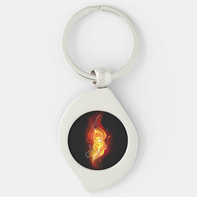 Fire Peacock Feather Key Ring (Front)