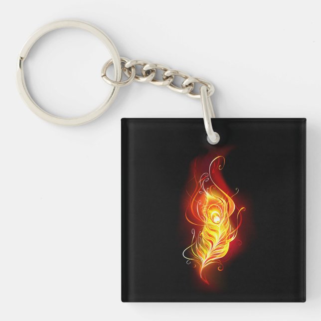 Fire Peacock Feather Key Ring (Front)
