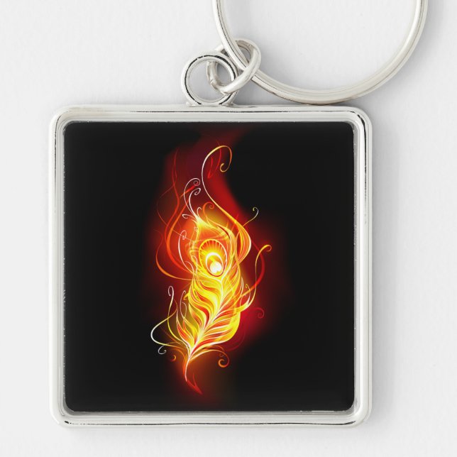 Fire Peacock Feather Key Ring (Front)