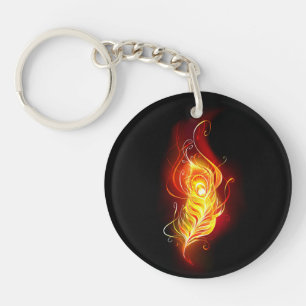 Fire Peacock Feather Key Ring