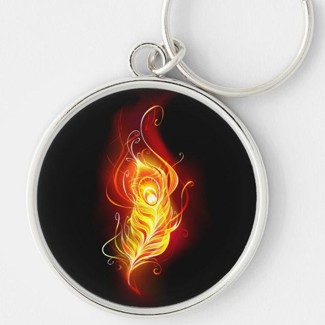 Fire Peacock Feather Key Ring (Front)