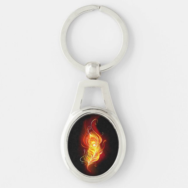 Fire Peacock Feather Key Ring (Front)