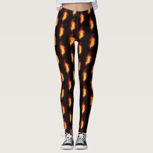 Fire Peacock Feather Leggings