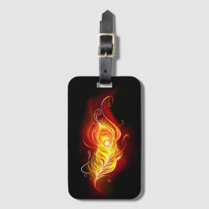 Fire Peacock Feather Luggage Tag