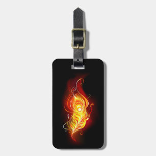 Fire Peacock Feather Luggage Tag